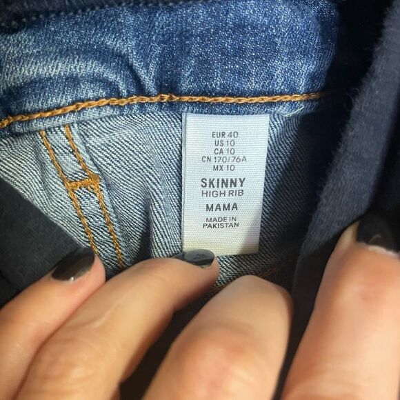 P45 &Denim Size 10 Skinny High Rib Distressed Maternity Jeans - Picture 4 of 4